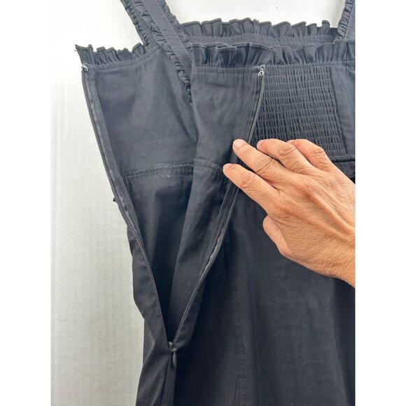 by Anthropologie Corset-Style Button-Front Ruffle Maxi Dress Black Size MEDIUM - Picture 10 of 10